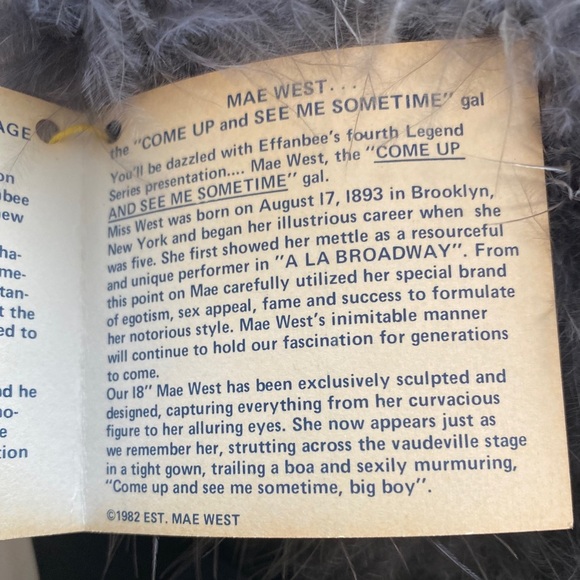 VTG MAE WEST EFFANBEE LEGEND SERIES DOLL 1980’s ALL ORIGINAL CLOTHING and BOX - Picture 7 of 13